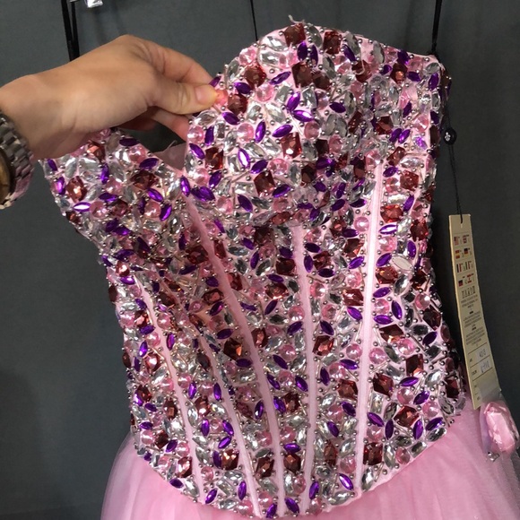 Alyce Paris Pink and Multicolor Sequin Prom Dress - Picture 5 of 12